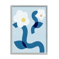 Stupell Industries Sažetak bijeli cvjetni pop oblici plave zakrivljene stabljike, 30, dizajn Daphne Polselli