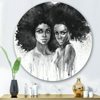 Designart 'Portret Afro American Woman Xi' Modern Circle Metal Wall Art - Disk od 36