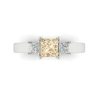 1. CT Brilliant Princess Cut Natural Morganite 14K Bijelo zlato Tronski prsten veličine 7
