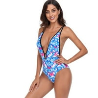 Ženski kupaći kostim, odjeća za plažu, kupaći kostim, ljetni modni print, duboki izrez u obliku slova u, kupaći