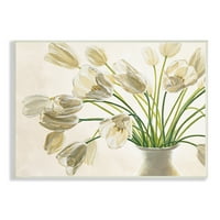 Stupell Industries mirnim buketom bijelog tulipana u seoskoj vazi zidne ploče Eva Barberini