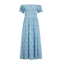 Mikilon Womens haljina u prodaji Žensko ljeto ležerno jedno rame s kratkim rukavima cvjetni tiskana haljina za