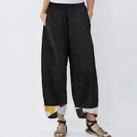 OTVOK Womens Summer Leasum labavi pamučni i laneni džepni hlače hlače