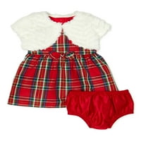 Wonder Nation mališani za djevojke karirane haljine i slegnu ramenima u sjajno crveno, dvodijelno set, veličine