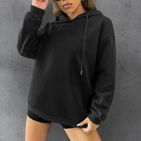 Ženska majica s kapuljačom s kapuljačom dugih rukava zimska odjeća džemper s džepom s kapuljačom s uzorkom crna