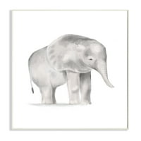 Stojeći dječji slon meka siva ilustracija uokvirena slikanje umjetničkog tiska