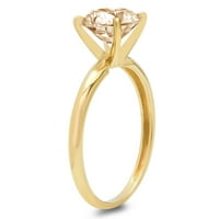 18K smeđi prirodni morganit okrugli vjenčani prsten od 18k žutog zlata, veličina 10