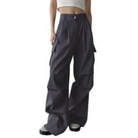 Ženski višestruki džepni remen labave ležerne hlače niskog struka Ravna radna odjeća tkane hlače