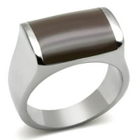 Muški prsten od nehrđajućeg čelika od nehrđajućeg čelika sa smeđim epoksidom-veličina