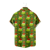 Božićni Grinch djeca odrasla božićni božićni Djed Surfanje tisak prednji gumbi kratka rukava košulja casual havajski