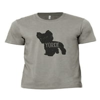 Yorkie Dog Silhouette Muškarnica Modern Fit Fun Fun Majica tiskana grafička majica vojna siva velika