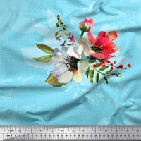 Soimoi pamučna kambrična tkanina točkica, lišće i anemone cvjetna tkanina tkanina u dvorištu široko