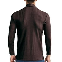 Džemperi za muškarce Muški jednobojni rebrasti pleteni pulover, džemper s visokim vratom, osnovna košulja u boji