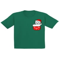 Nespretni stilovi, ružna božićna majica za dječake i djevojčice, Mala Božićna mačka, majica za malu djecu s džepom