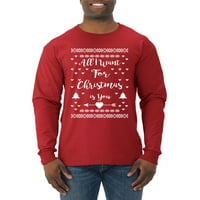 Sve što želim za Božić je Božićni džemper, Muška košulja dugih rukava, crvena, a-ha-ha-ha-ha-ha-ha-ha-ha-ha-ha-ha-ha-ha-ha-ha-ha-ha-ha-ha