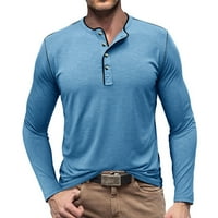 Muška majica dugih rukava jesenska moderna ležerna mišićava osnovna jednobojna bluza s okruglim vratom majica