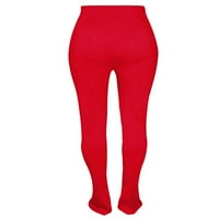 Ženske hlače s elastičnim strukom u struku, boho hlače visokog struka, ljetne jednobojne zvonaste hlače, crvene