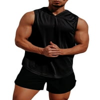 Muški prsluk s kapuljačom koji se brzo suši u boji, jednobojne majice za fitness, trening mišića u teretani