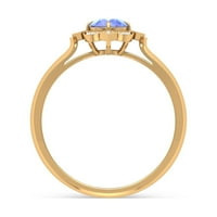 Tanzanitni dijamantni prsten, Tanzanitni zaručnički prsten, Vintage tanzanitni prsten, 14k žuto zlato, 10,50 USD