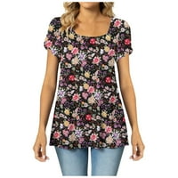 Ženske majice s četvrtastim izrezom u donjem rublju, Ženska majica kratkih rukava s cvjetnim printom, ljetne košulje