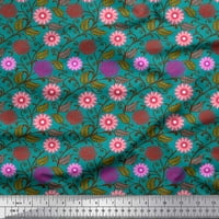 Tkanina od rajona a-list s uvojcima, lišćem i cvjetnim umjetničkim printom za šivanje širine dvorišta