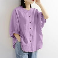Ženska majica bez rukava od tri četvrtine Vintage majica s okruglim vratom Plus veličina majica bluza Ženske majice