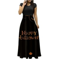 Retro ženske maksi haljine s kratkim rukavima s okruglim vratom Plus size haljine Za Noć vještica
