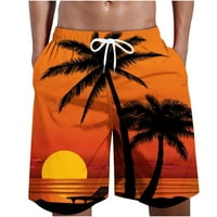 Muške hlače muške Ležerne kratke hlače s modnim printom i džepovima hlače za plažu s elastičnim strukom narančaste