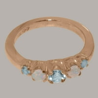Britanci su napravili 18k ružičasti zlatni prsten s prirodnim akvamarinom i opal ženskim prstenom - Veličina Opcije