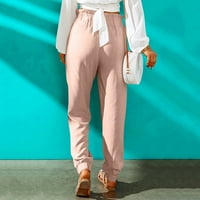 Na rasprodaji slatke hlače modne ženske ljetne Ležerne široke jednobojne hlače od pamuka i lana s džepovima hlače