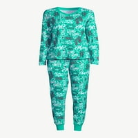 Joyspun ženski dugi rukavi Top i jogger pj set, 2-komad, do 3x