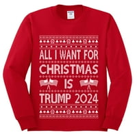Divlji Bobbi, sve što želim za Božić su Trumpovi izbori, ružni Božićni džemper, muška košulja dugih rukava, crvena,