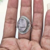 Izvrsni srebrni prsten od ružičastog kvarca za ručno izrađene žene u Jaipuru
