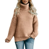 Džemperi u donjem rublju Ženska haljina džempera s visokim vratom s dugim rukavima s bočnim prorezom jesen zima