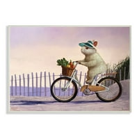 Zeko zeko na biciklu na morskoj plaži uokvirena umjetnička grafika