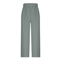 Aufmer hlače za žene za čišćenje elastični struk široke hlače za noge duge obične džepne hlače casual srednje