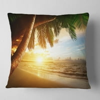 Dizajn prekrasna plaža ispod palmi - Moderni jastuk za bacanje morske obale - 18x18