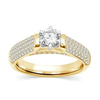 Za vas 1 2K okrugli bijeli prirodni dijamanti obloženi žutim zlatom 14k Ženski vjenčani prstenovi veličina prstena