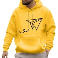 Muški pulover s kapuljačom s kapuljačom, muška majica s kapuljačom s printom, majica s kapuljačom s džepom, žuta,