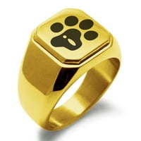 Početno slovo od nehrđajućeg čelika s ugraviranim monogramom mačje pseće šape ugravirani četvrtasti polirani prsten