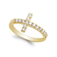 Prekrasan Prsten u obliku križa od žutog zlata 10K, veličine 4-10