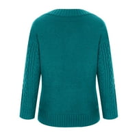 Preveliki Ženski džemperi, modni džemper s izrezom i dugim rukavima za tinejdžerice, ugodni jednobojni pleteni