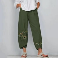 Odjeća za zimsku vježbu za žene Ljetno ležerni labavi pamuk i posteljina izvezene hlače s širokim nogama vitka