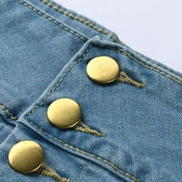 Baycosin ženske traper suknje A-line suknje ležerne front gumbe oprane duge jean suknje