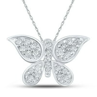 Diamond Deal 10kt bijelo zlato ženke okrugli dijamantski leptir privjesak CTTW