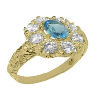 Britanci su napravili čvrsto 14K žuto zlato prirodni plavi topaz i kubični cirkonij ženskog obljetničkog prstena
