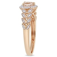 Miabella Ženska karat T.G.W. Morganit i Diamond Accent 10kt ružičasti zlatni halo srčani prsten