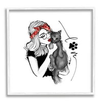Stupell Industries Love Glam Cat Cuddle Graphic Art White Framed Art Print Art Art, Dizajn Alison Petrie