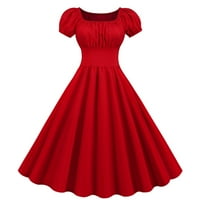 Zunfeo haljine za vjenčanje za žene- modna ležerna čvrsta rukavica s kratkim rukavima haljina dužine koljena crvena