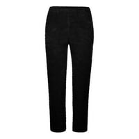Dnevne hlače žene ležerna čvrsta elastična struka labava plišana hlača greda duge kućne hlače crna xl